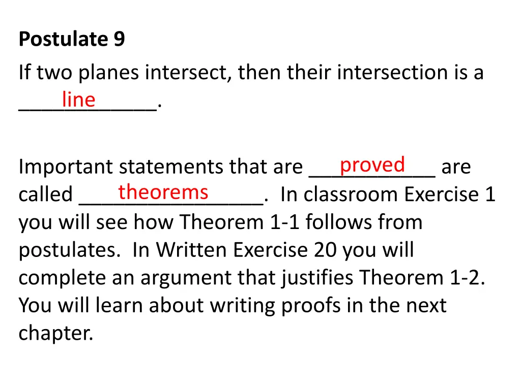 postulate 9 if two planes intersect then their