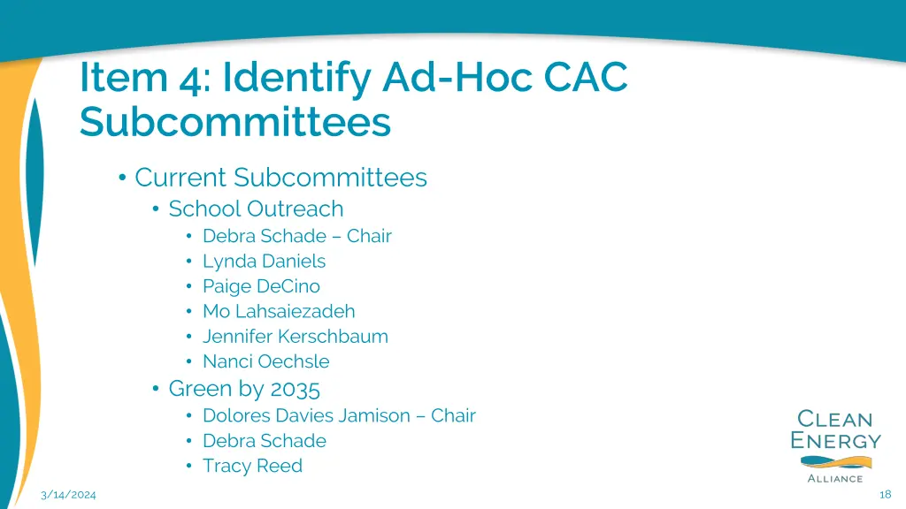 item 4 identify ad hoc cac subcommittees 1