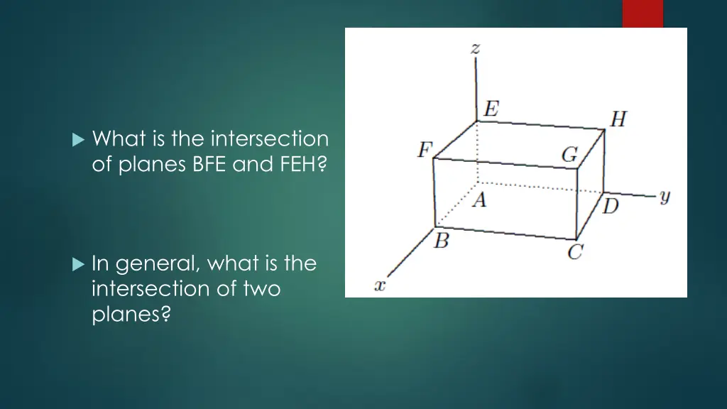 what is the intersection of planes bfe and feh