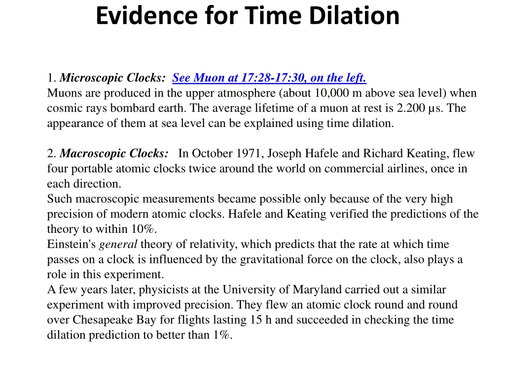 evidence for time dilation