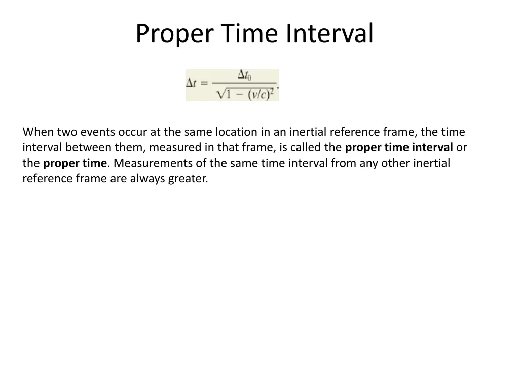 proper time interval