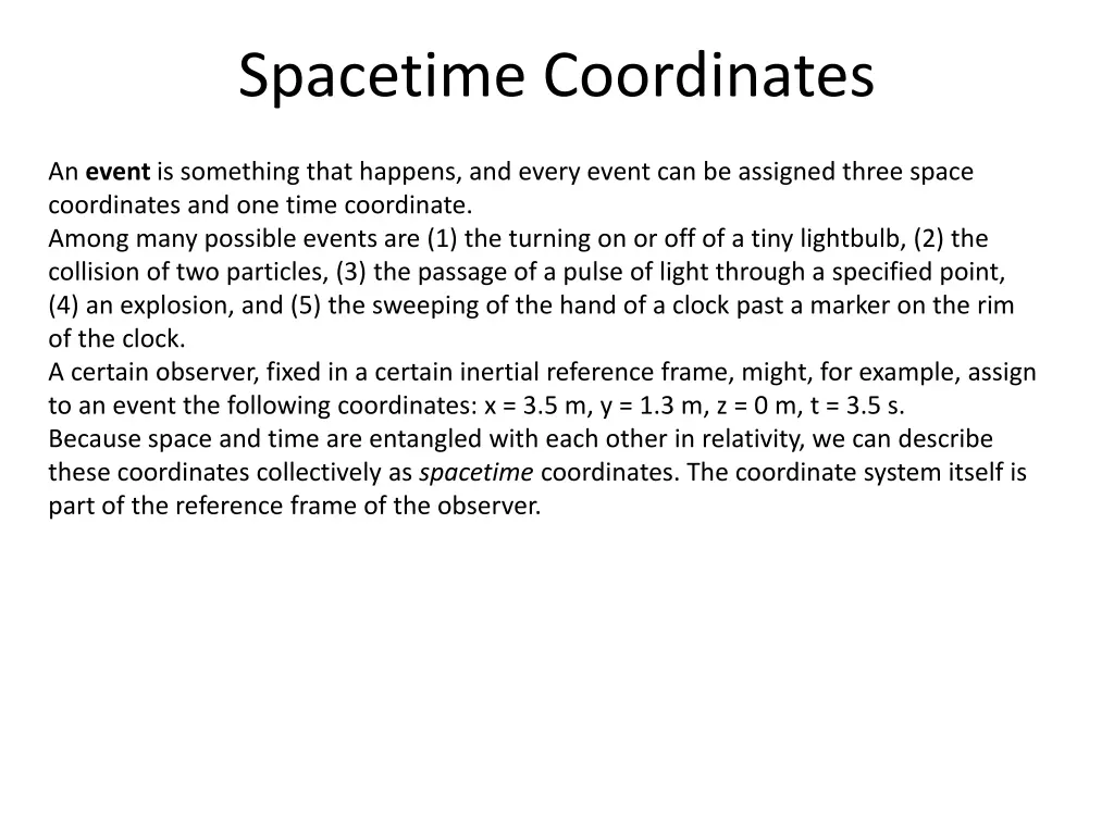 spacetime coordinates