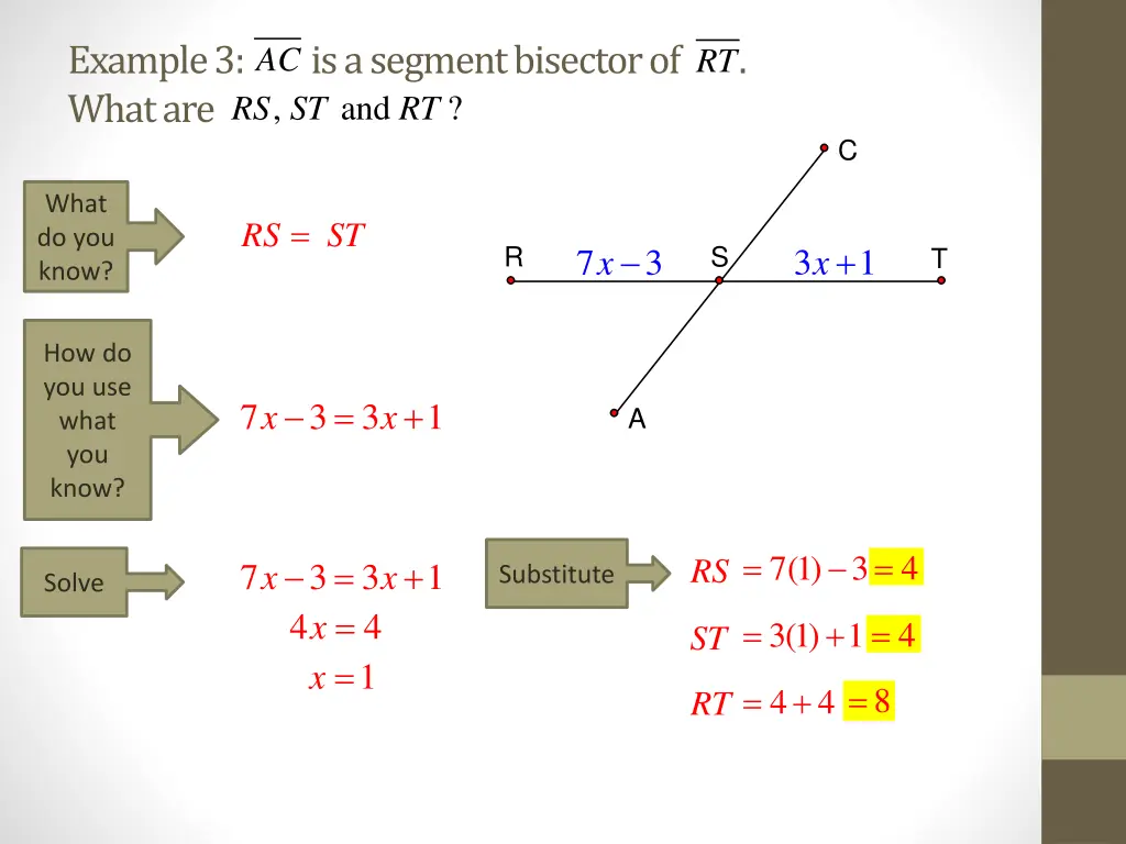 example 3 is a segment bisector of what