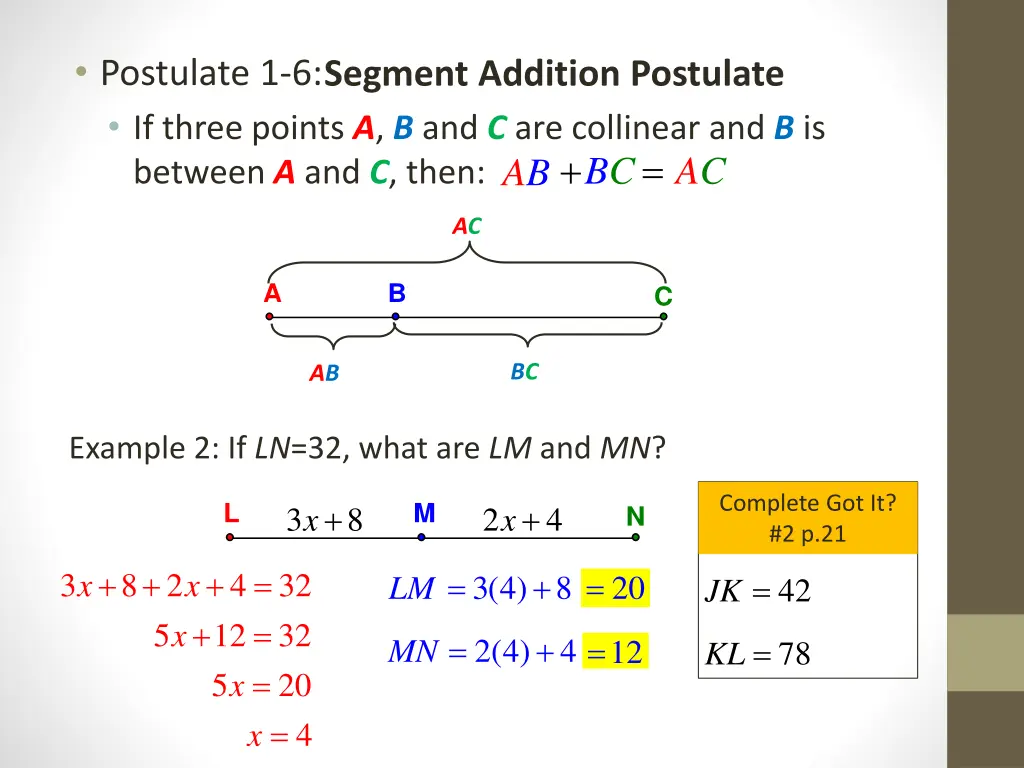 postulate 1 6 if three points