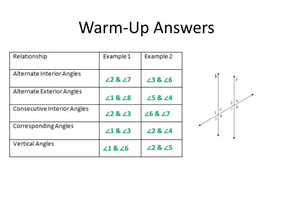 warm up answers 1