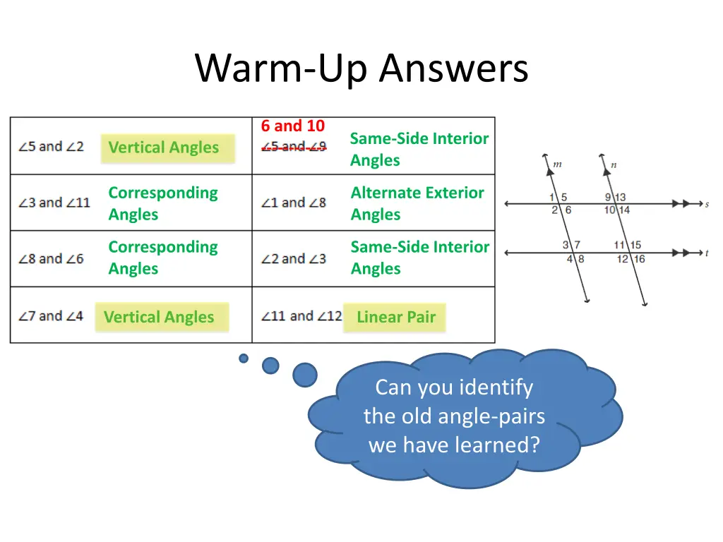 warm up answers