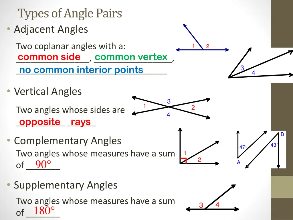 types of angle pairs adjacent angles