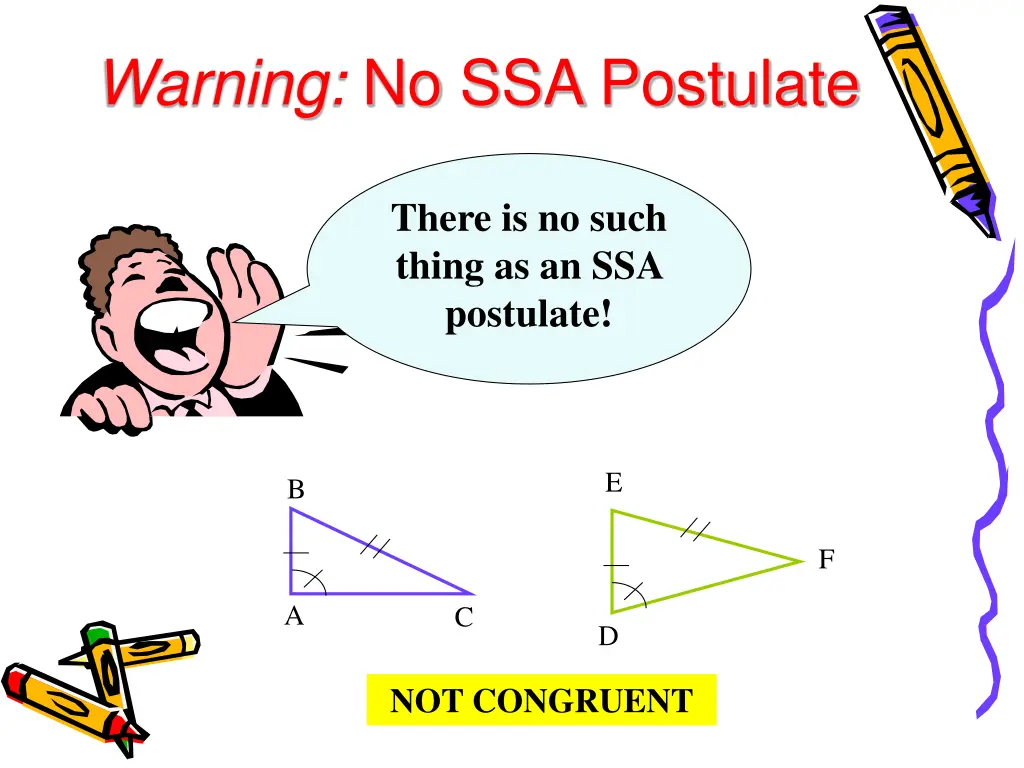 warning no ssa postulate