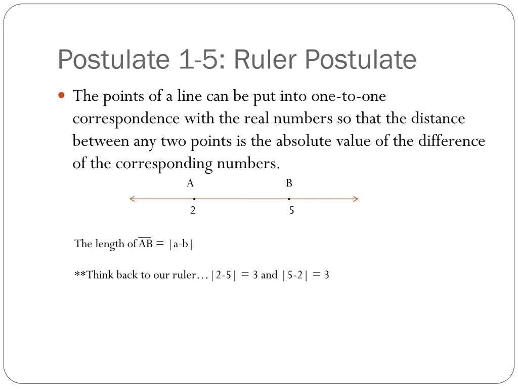 postulate 1 5 ruler postulate