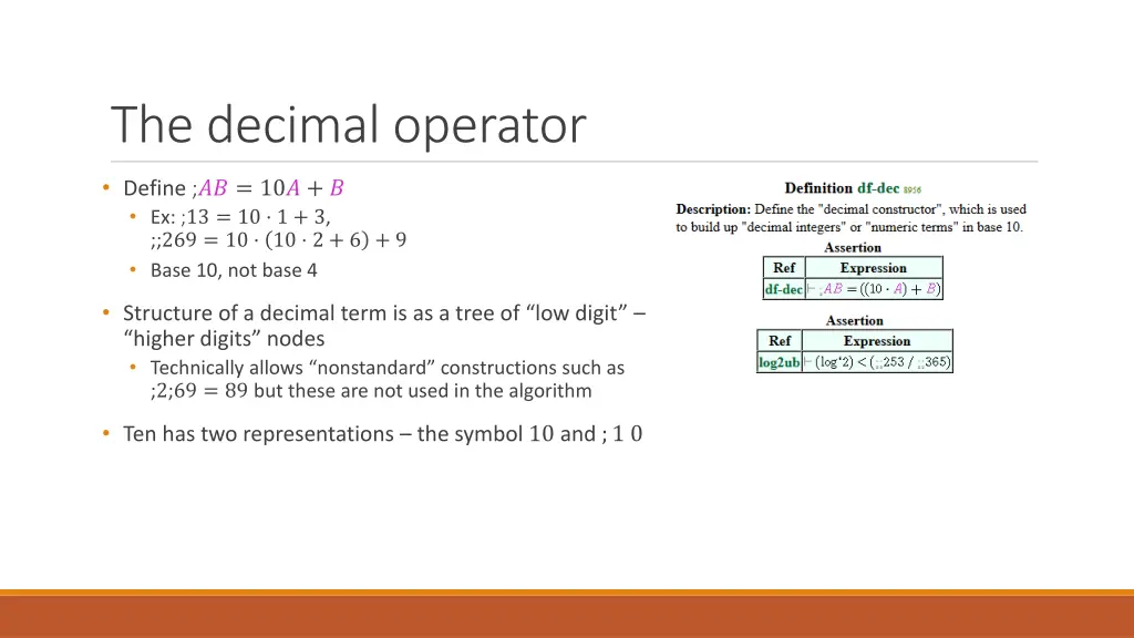 the decimal operator