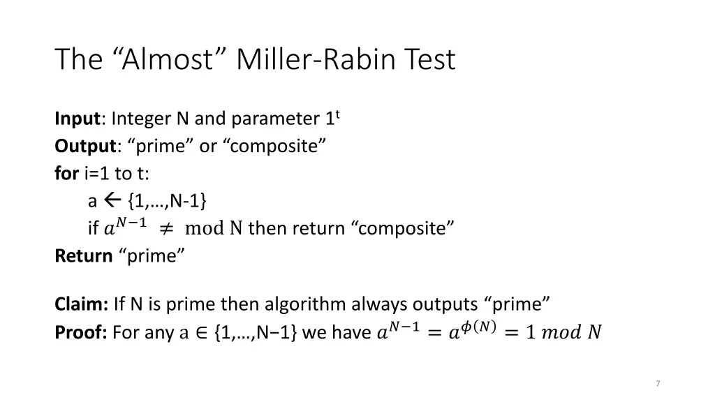 the almost miller rabin test