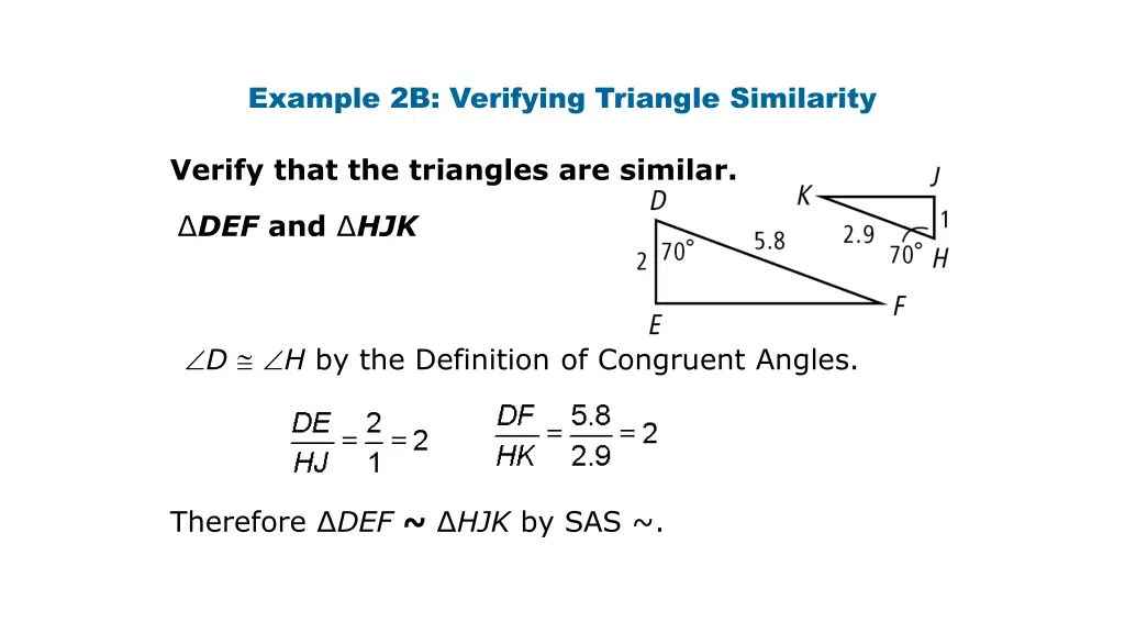 example 2b verifying triangle similarity