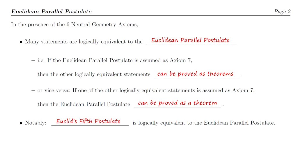 euclidean parallel postulate