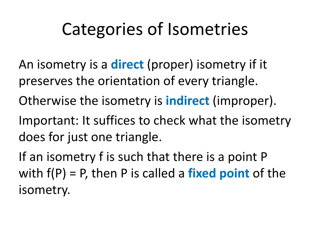 categories of isometries