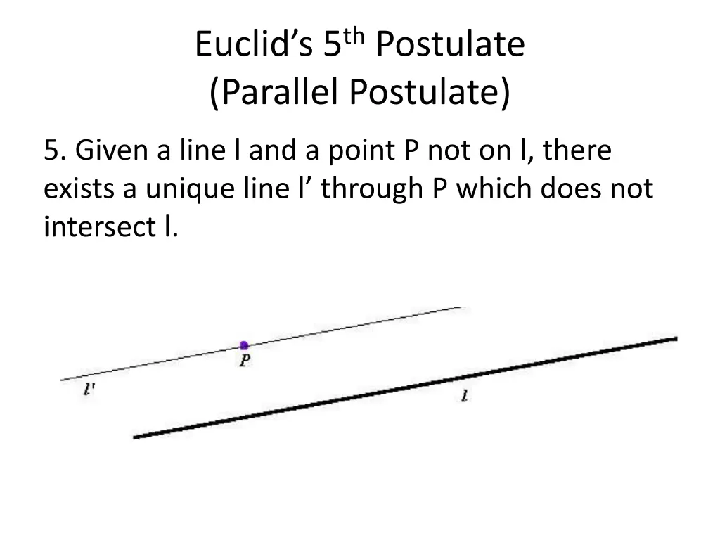 euclid s 5 th postulate parallel postulate