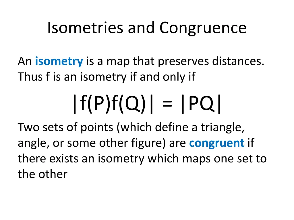 isometries and congruence