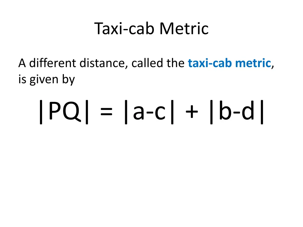 taxi cab metric