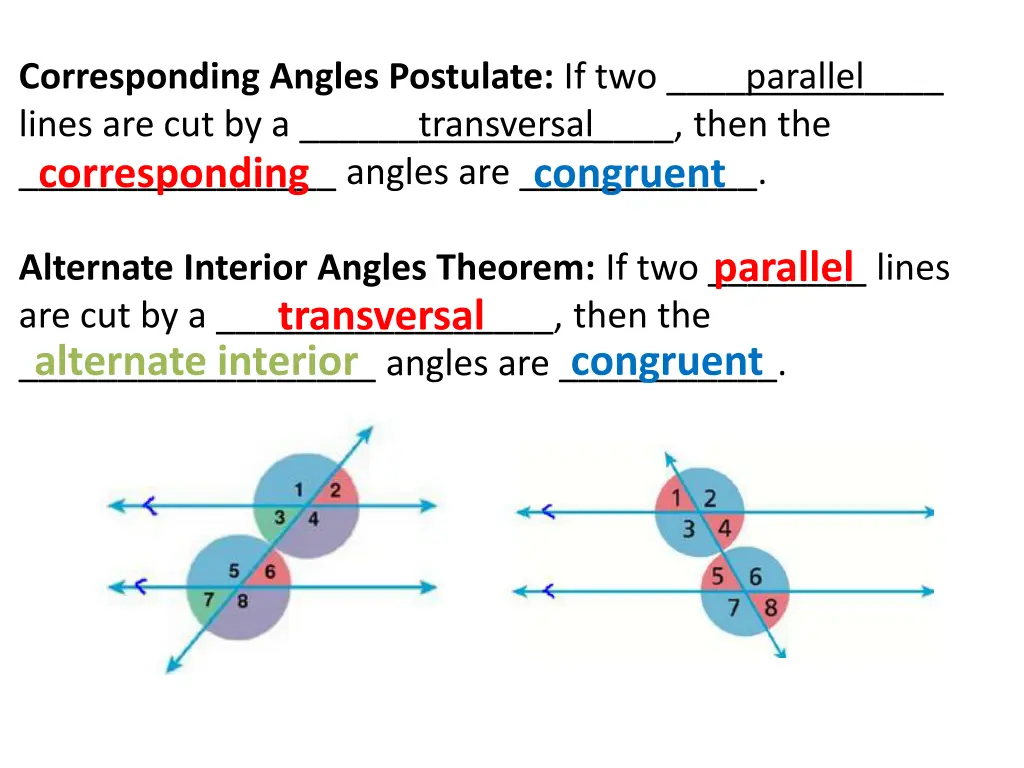 corresponding angles postulate if two parallel