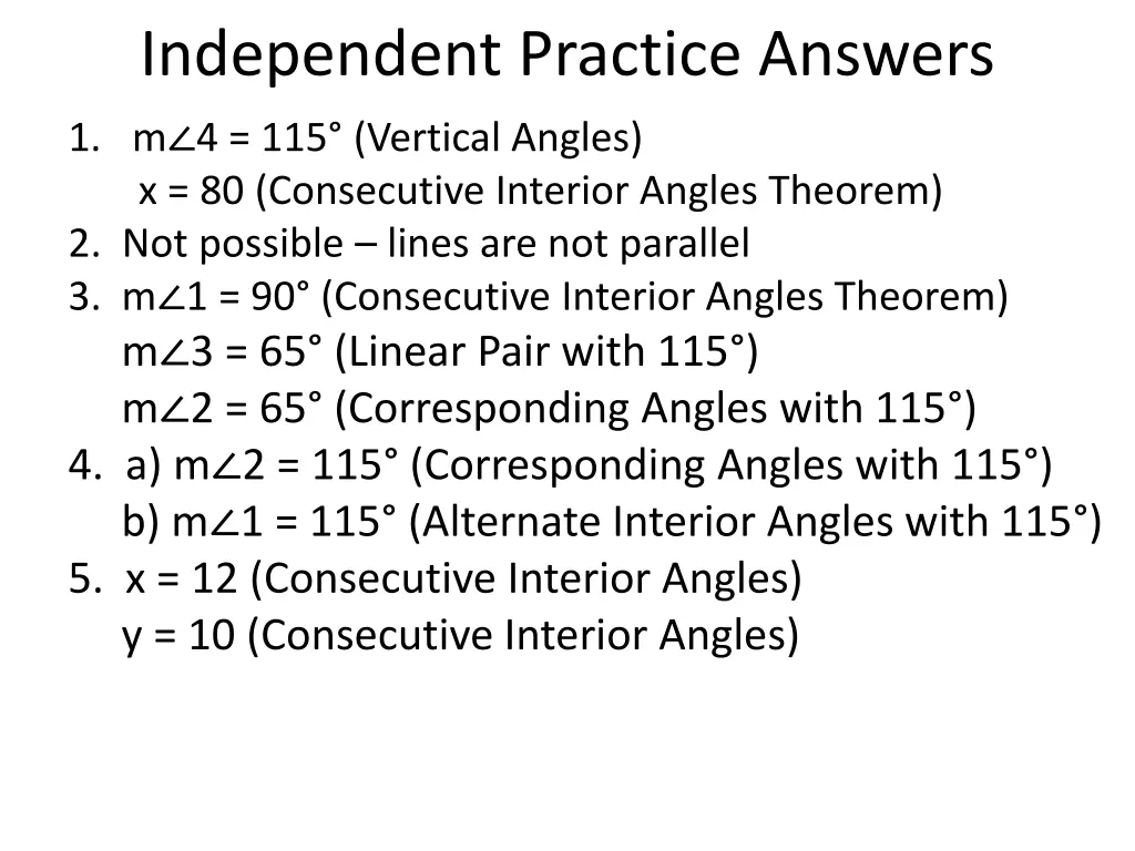 independent practice answers