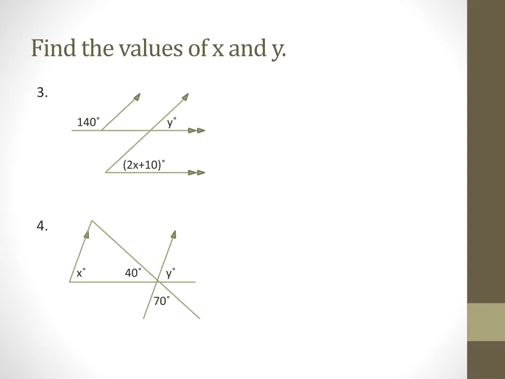 find the values of x and y 1