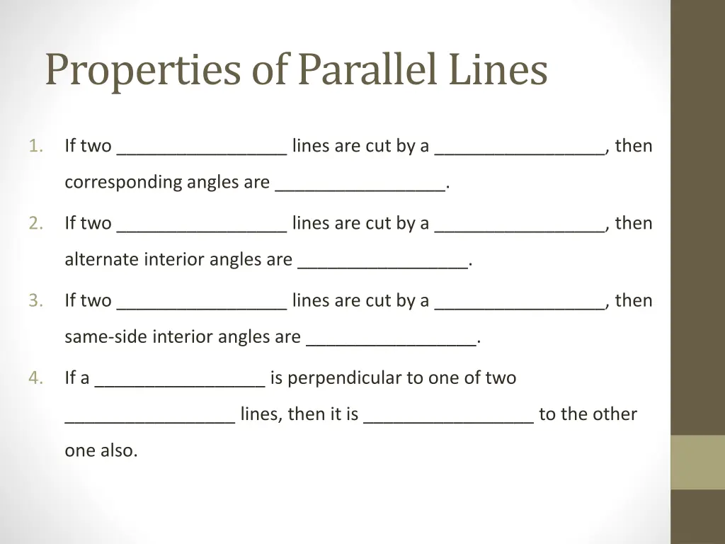 properties of parallel lines