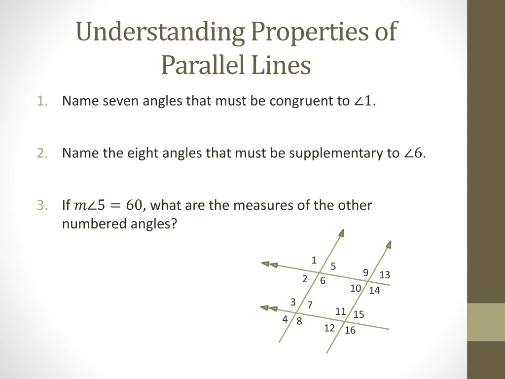 understanding properties of parallel lines