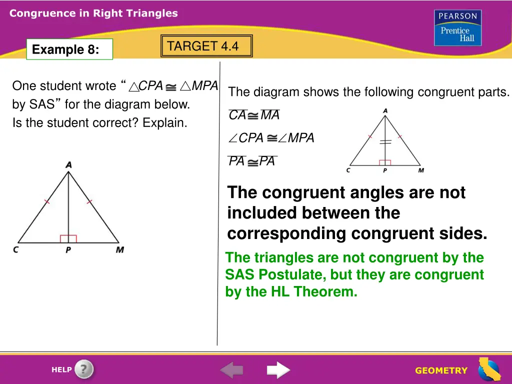 congruence in right triangles 1