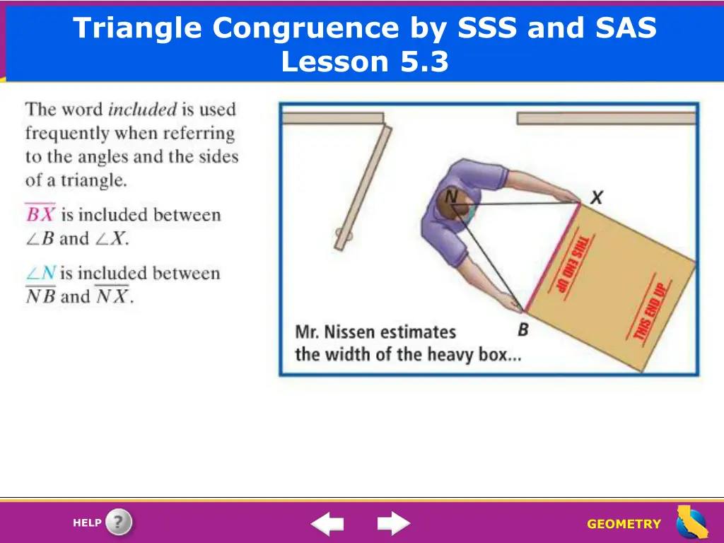 triangle congruence by sss and sas lesson 5 3