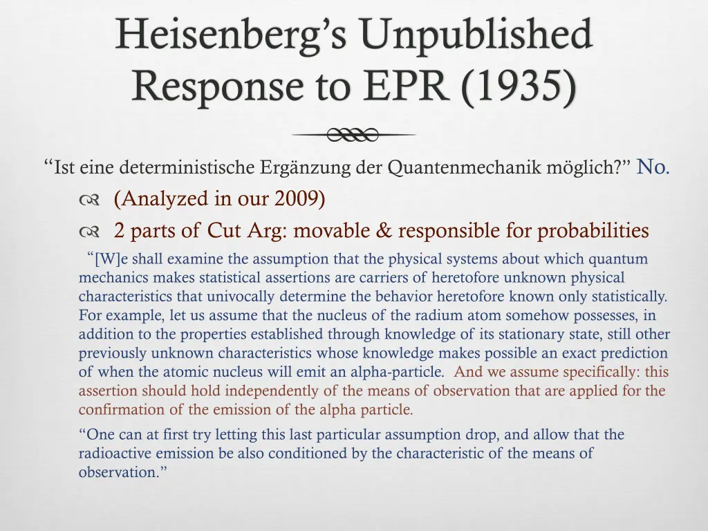 heisenberg s unpublished response to epr 1935