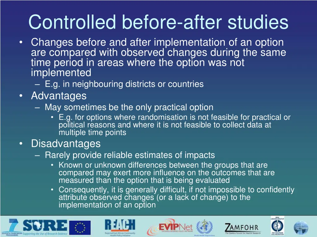 controlled before after studies changes before