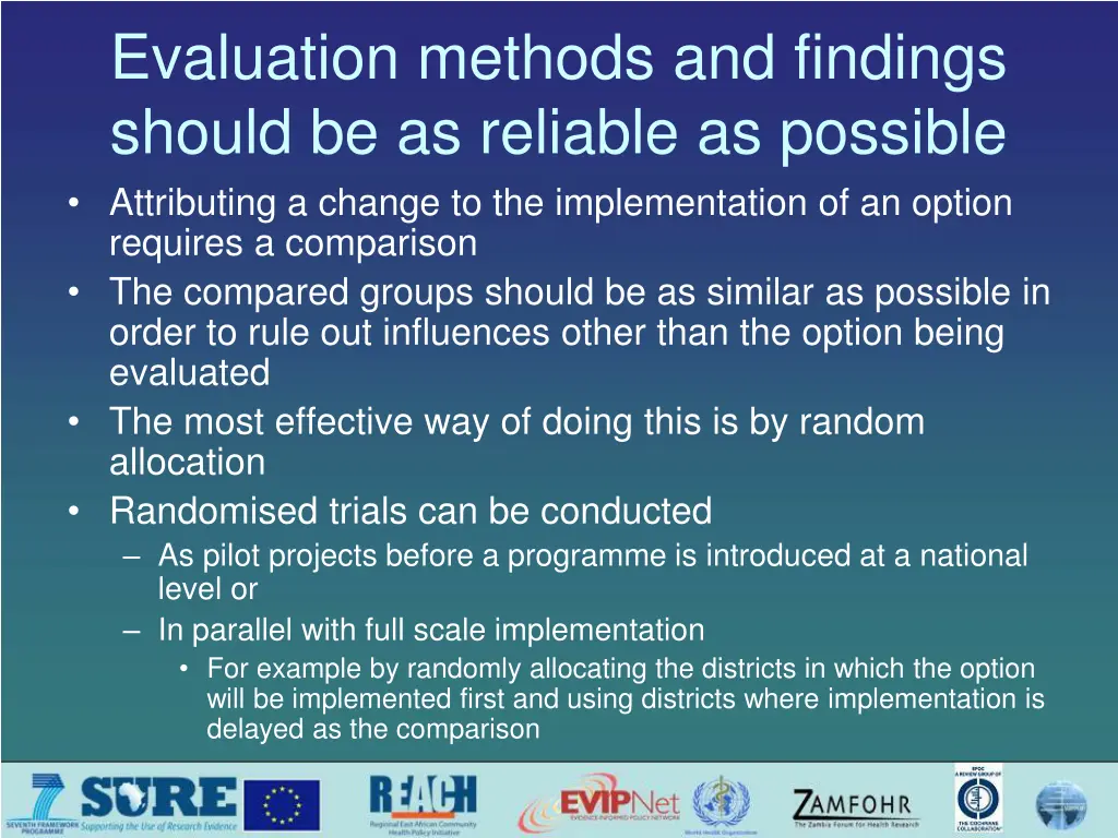 evaluation methods and findings should