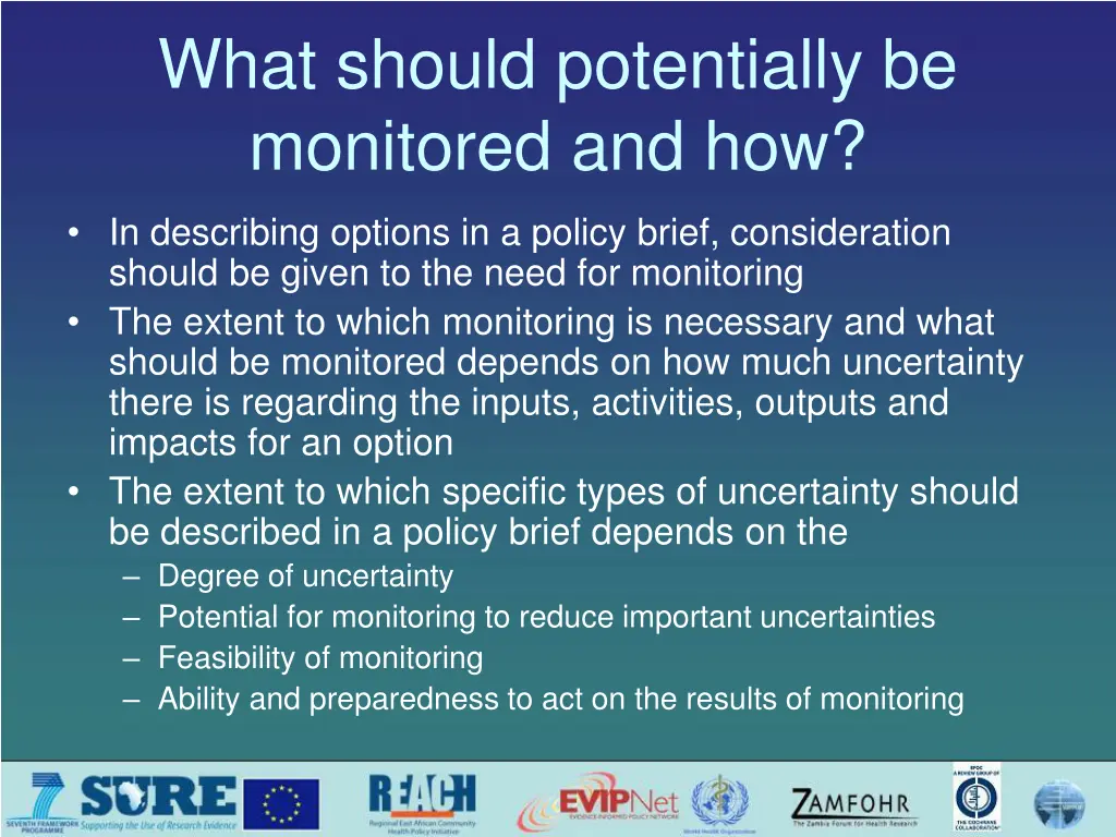 what should potentially be monitored and how