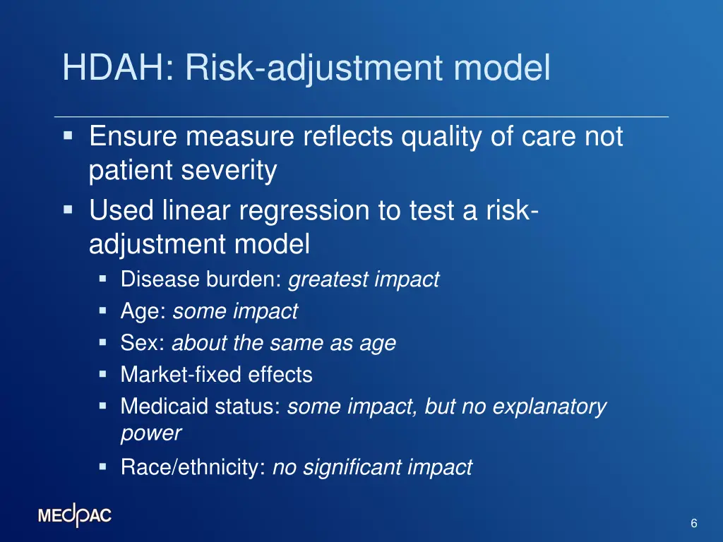 hdah risk adjustment model