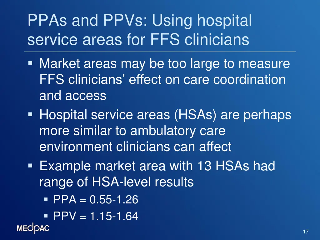 ppas and ppvs using hospital service areas