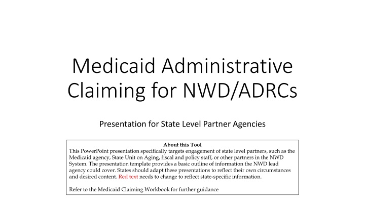 medicaid administrative claiming for nwd adrcs