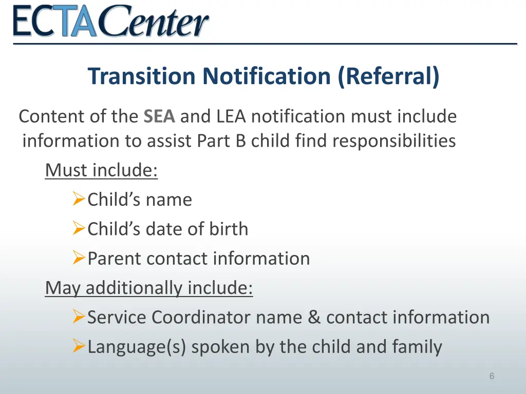 transition notification referral