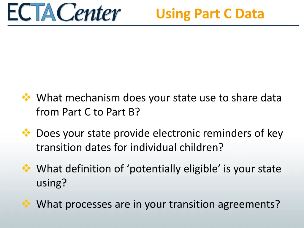 using part c data