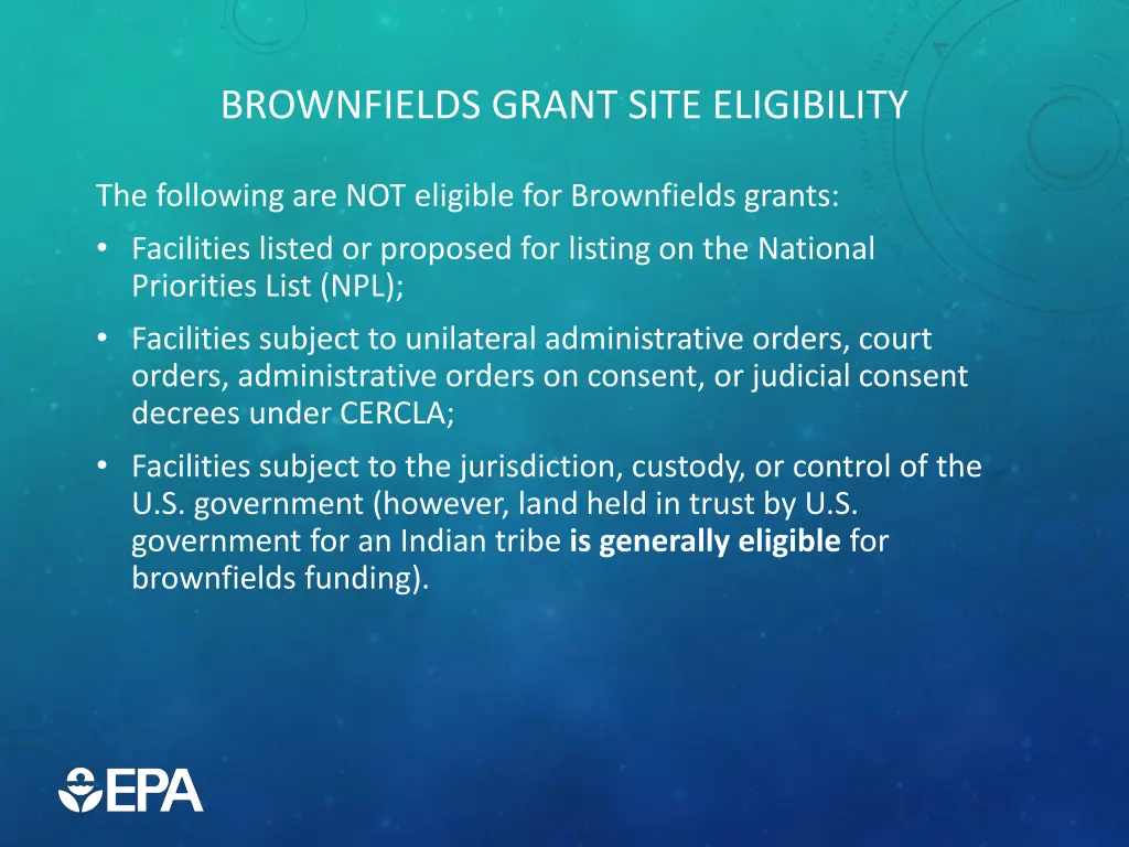 brownfields grant site eligibility