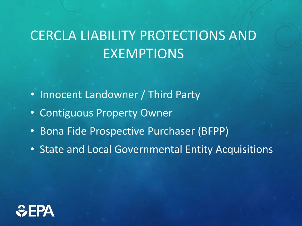 cercla liability protections and exemptions