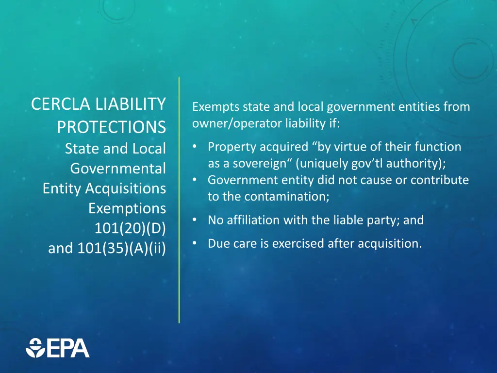 cercla liability protections state and local