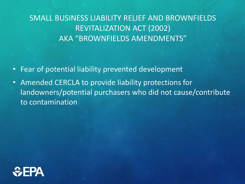 small business liability relief and brownfields