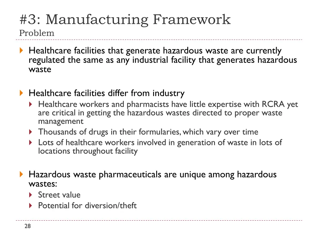 3 manufacturing framework problem