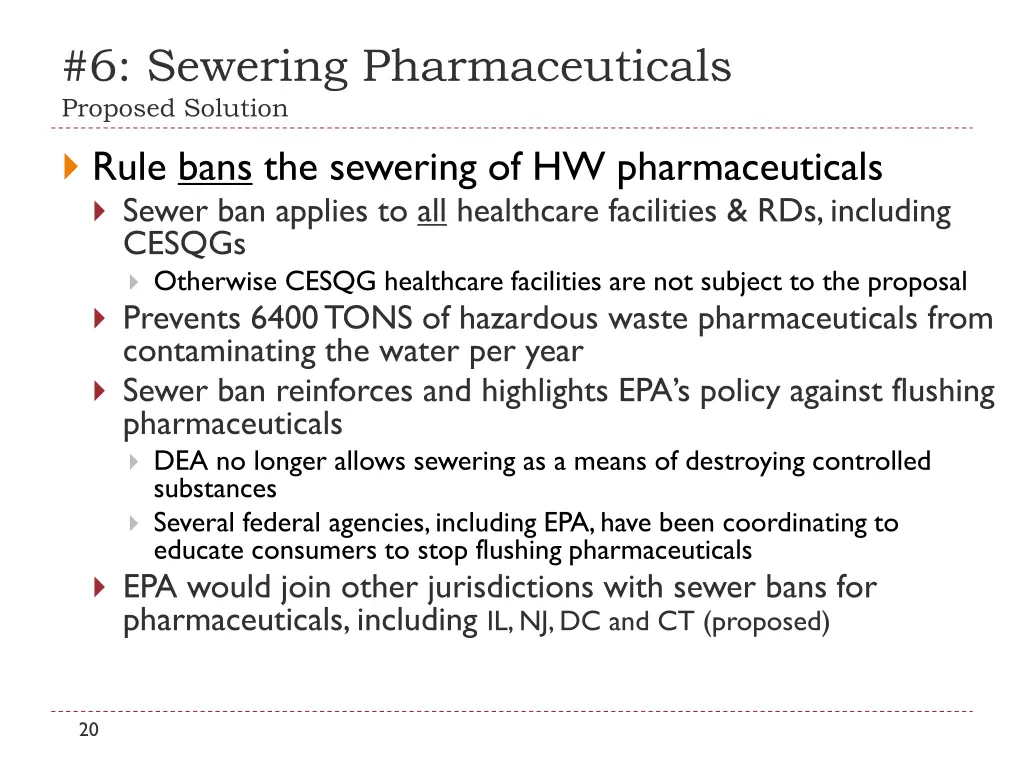 6 sewering pharmaceuticals proposed solution