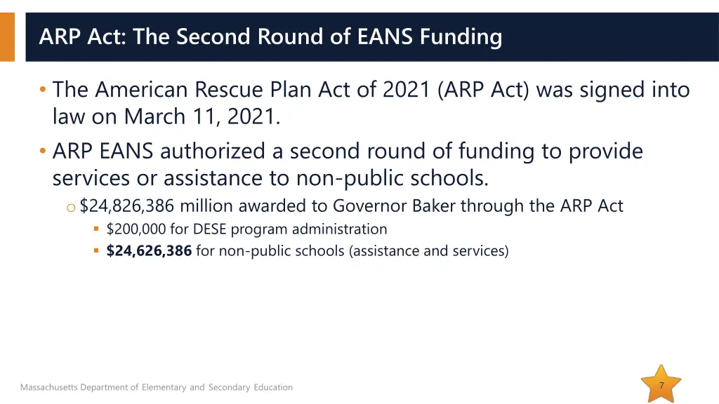 arp act the second round of eans funding