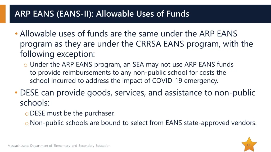 arp eans eans ii allowable uses of funds