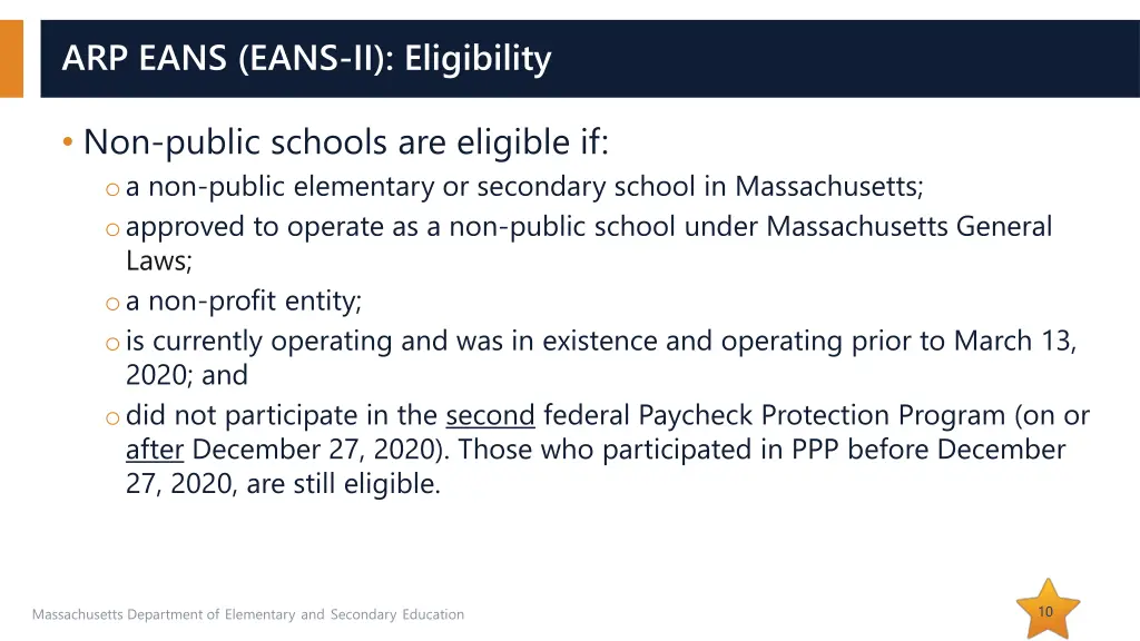 arp eans eans ii eligibility