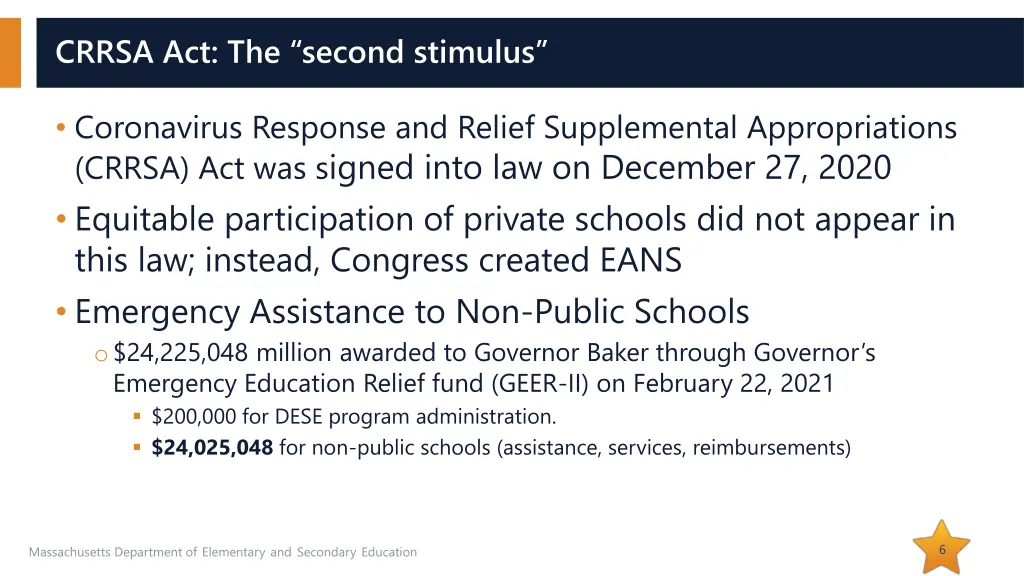 crrsa act the second stimulus