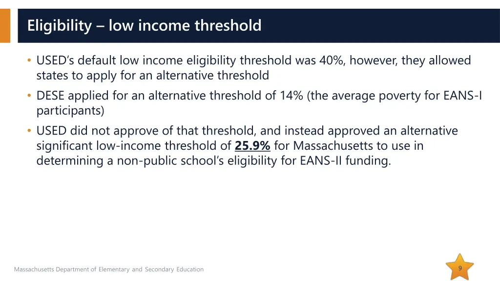 eligibility low income threshold