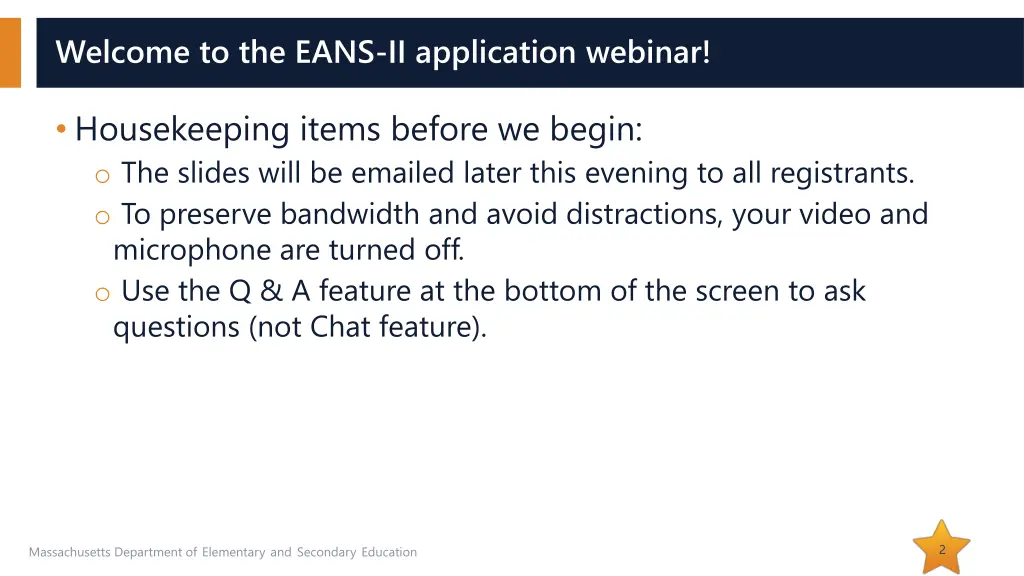 welcome to the eans ii application webinar