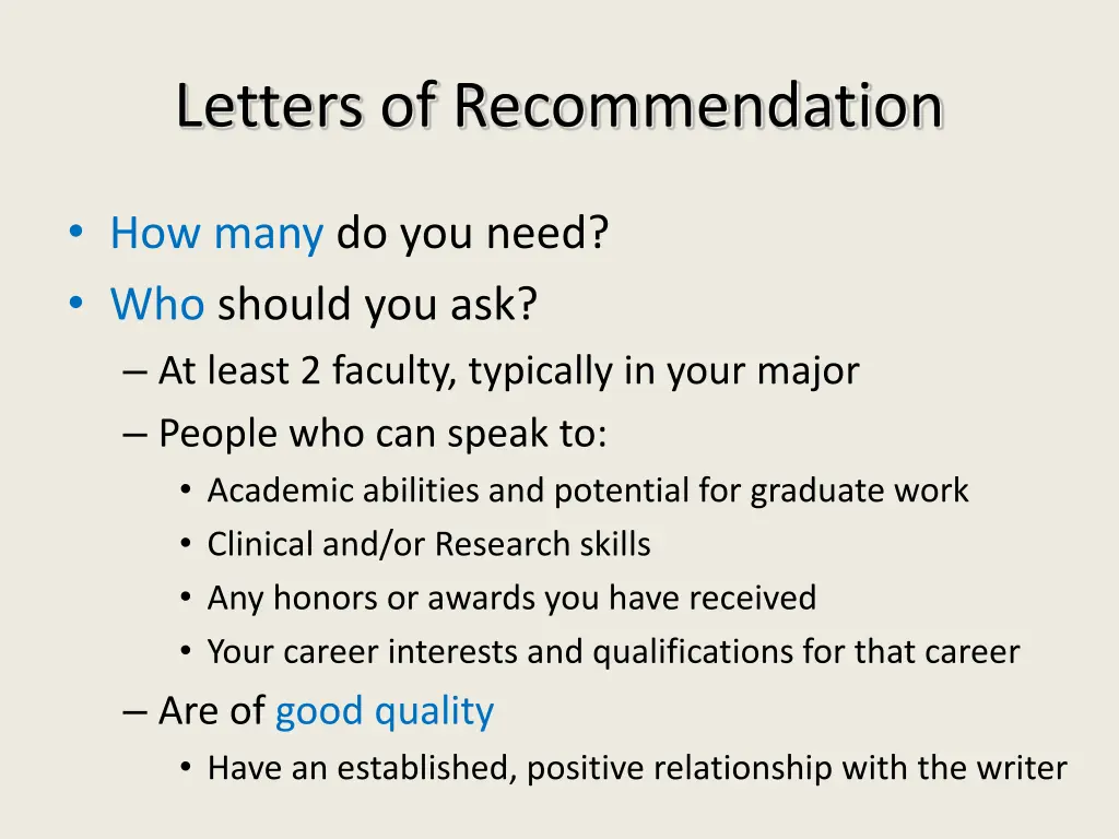 letters of recommendation